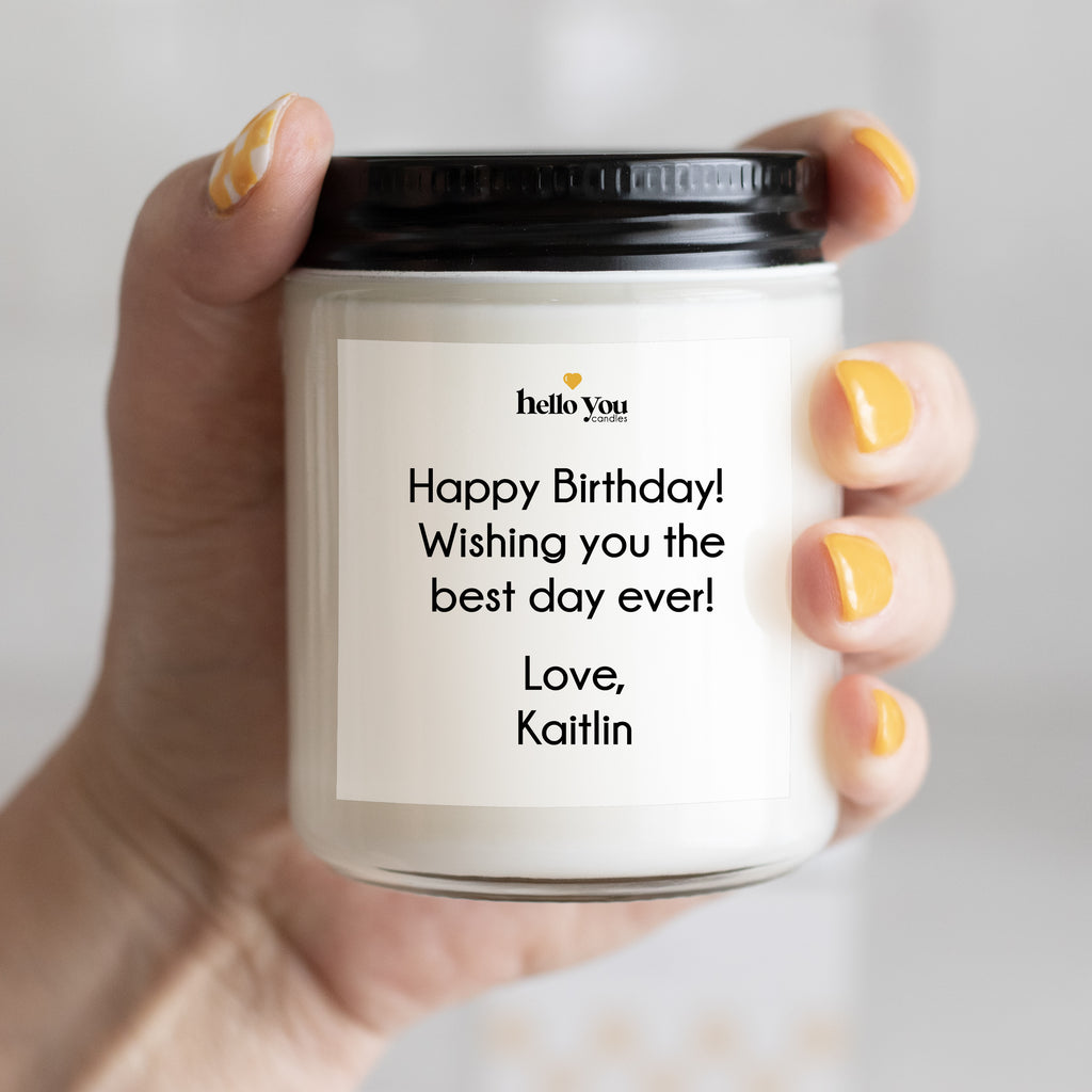 Hello You Candles - add a personal message to the back of our candles