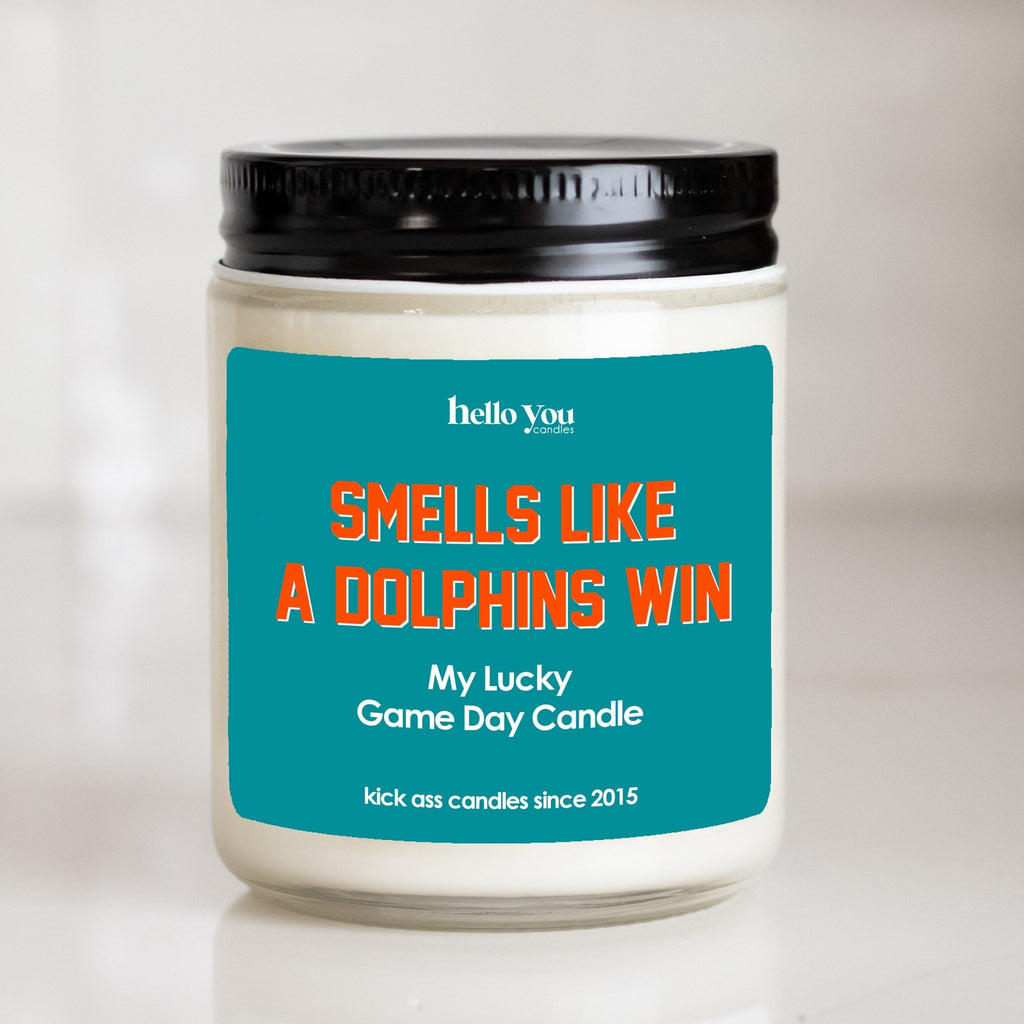 Lucky Game Day Candles - Smells like a Dolphins Win - hello-you-candles