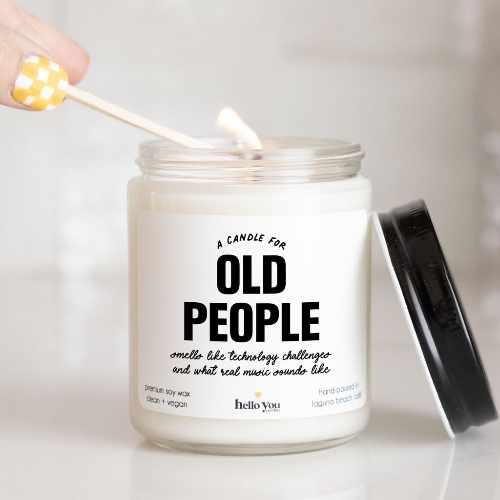 A Candle for Old People - Personalized candle gift for birthday - hello - you - candles