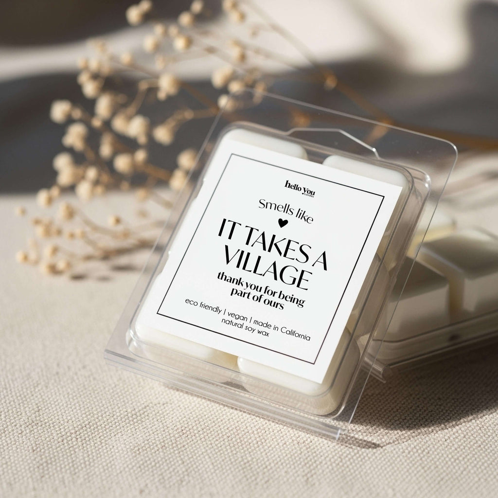 Thank you gift candle, hand-poured natural soy wax, Smells like It Takes a Village scent.