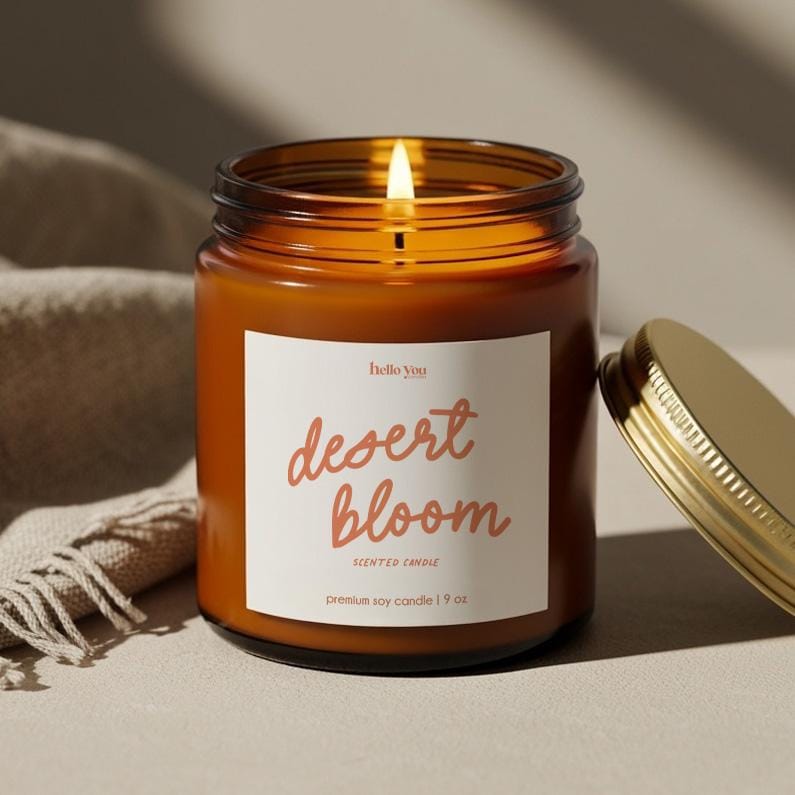 Desert Bloom Cactus Candle - Premium Soy Candle with cactus blossom and sweet agave scents.