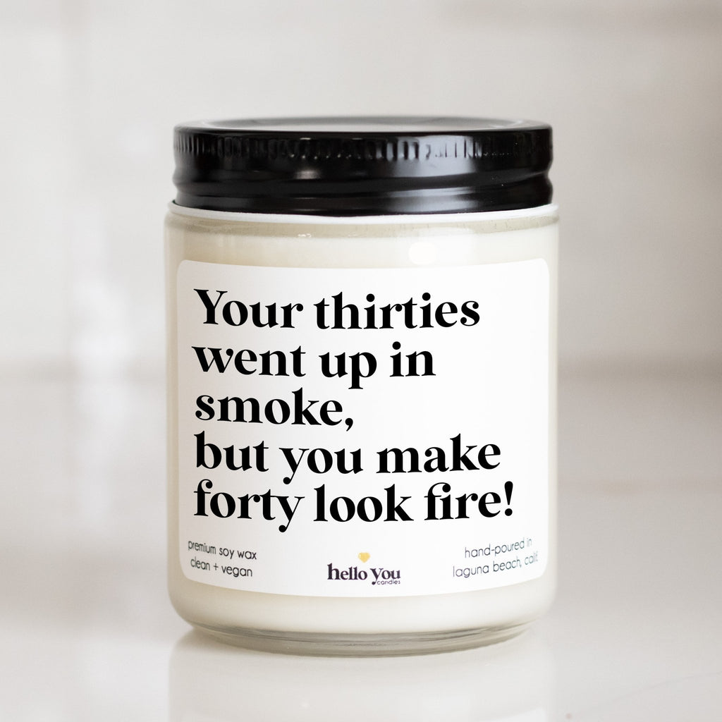 More fun than two twenty - year - olds - Personalized candle gift for birthday - hello - you - candles