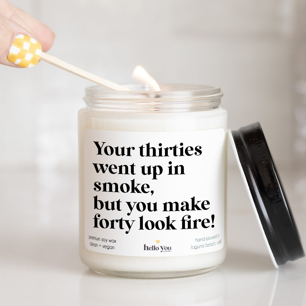 More fun than two twenty - year - olds - Personalized candle gift for birthday - hello - you - candles