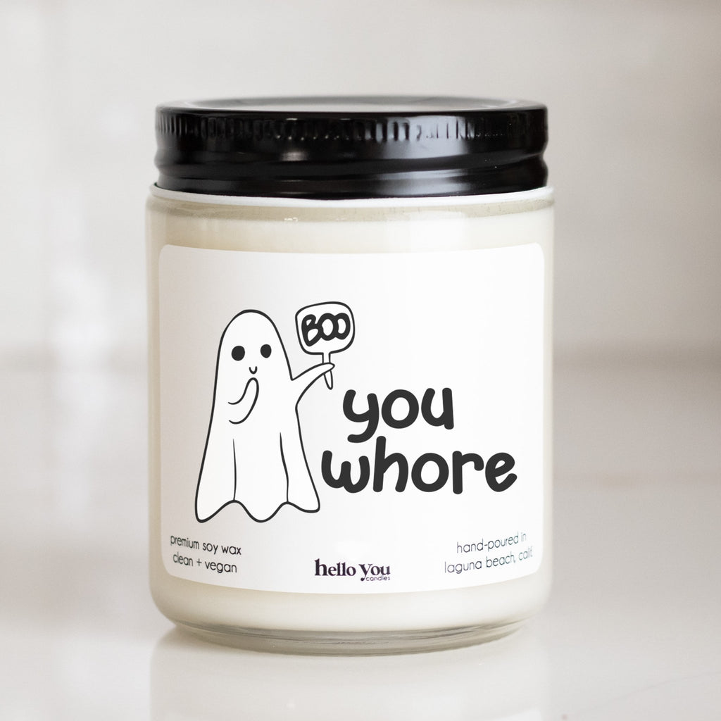 Boo You Whore - Funny Halloween Candle - hello-you-candles