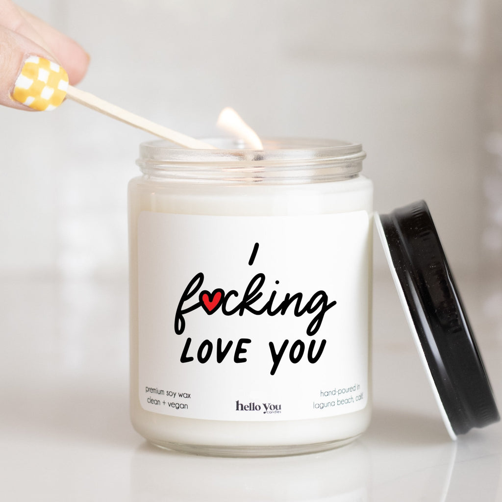 I Fucking Love You Personalized Candle - hello-you-candles