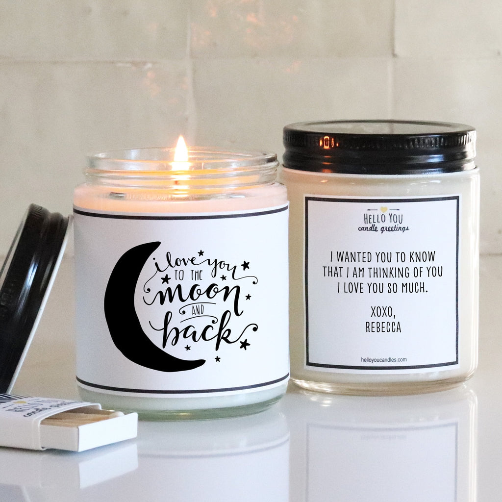 I Love You To The Moon And Back - Personalized Candle - hello-you-candles