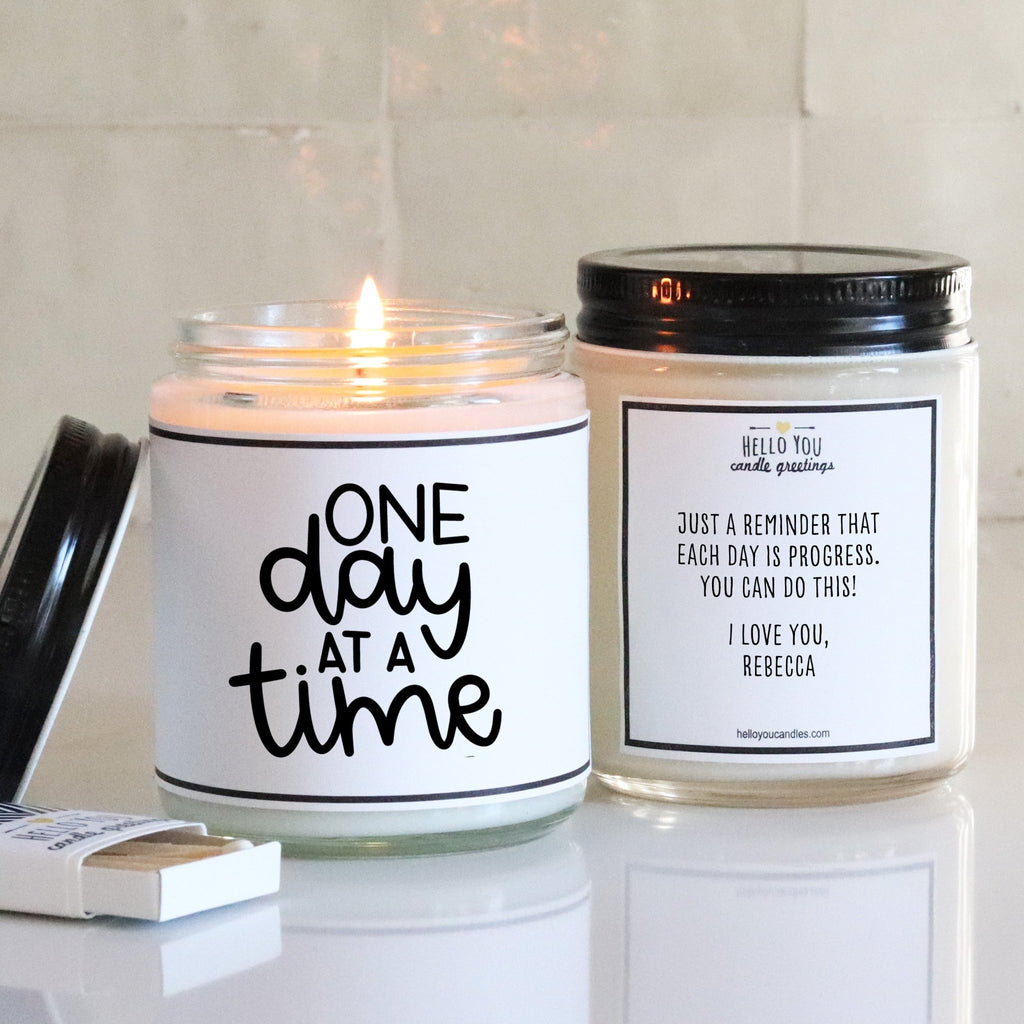 One Day at A Time - Personalized Candle Gift - hello-you-candles