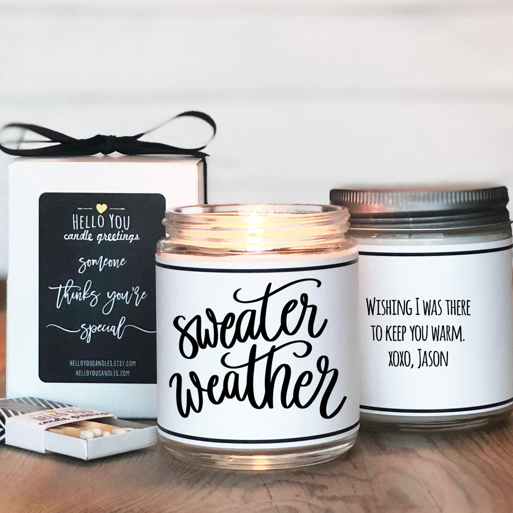 Sweater Weather - Personalized Holiday Candle Gift - hello-you-candles